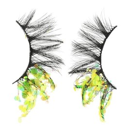 Outanaya 2 Piezas Pestañas Postizas Lentejuelas Coloridas Luminosas para Festivales Decorativas y Adecuadas para Grupos de Pestañas Individuales DIY