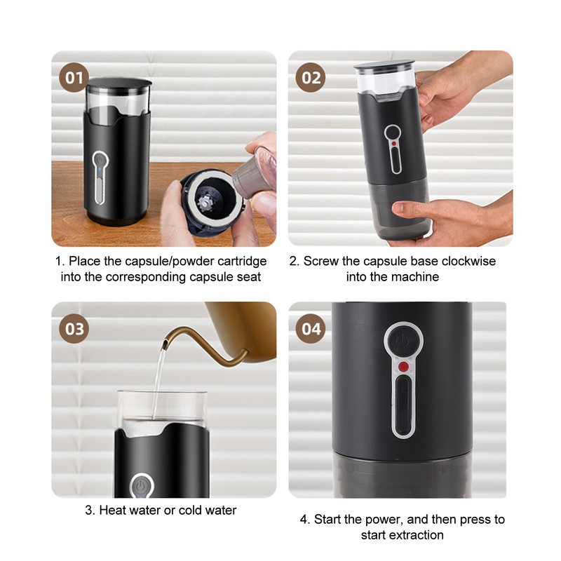 Rechargeable Mini Coffee Machine Automatic 15 Bar Pressure Electric USB