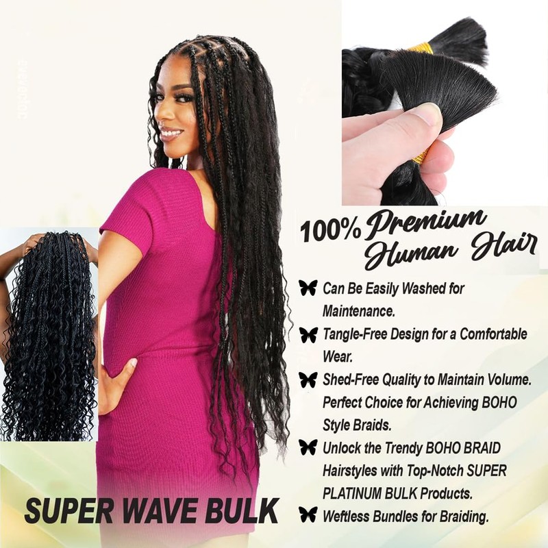 AIVICO Extensiones De Cabello Humano A Granel De Onda Profunda,