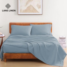 LANE LINEN 100% Organic Cotton Bed Sheets Extra Long Twin, Soft & Comfy Fully Elasticized Percale Perfect for Hospital Bed & Dorm Room, Low Pilling Machine Washable Twin XL Sheet- French Blue
