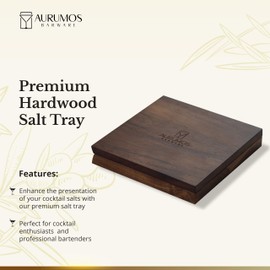 Aurumos Mixologists Salt & Sugar Tray - Premium Hardwood Rimming Tray - Perfect for Margarita, Martini, and Cocktail Enthusiasts