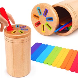 Montessori Toys for 1-3 Year Old: Wooden Learning Color Sorting Toys for Toddlers Age 1 2 3, Educational Fine Motor Developmental Sensory Matching Games (Color) (Color)