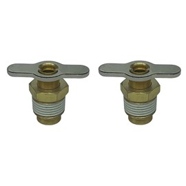 Sellerocity 2-Pack of American Made Air Compressor Drain Valve Wingnut Style Petcocks, 1/2 NPT Size (1/2 NPT Thread Diameter Measures 7/8"), for Compressor Tanks, Radiators & Some Pool Equipment