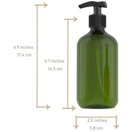 Pump BottlesClear, Dispenser 10.25oz / 300 ml Shampoo BottlesPump Containers,Green Translucent PET Bottling,Head Rotate Left Or Right to Turn The Pump Head On Or Off (Pack of 2)