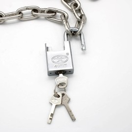 SHENGYIG 80 cm Anti-Theft Chain Lock, Stainless Steel Bicycle Lock & Motorcycle Lock, Secure Lock with Chain, for Garages, Fences & Warehouses (Silver)