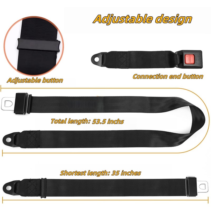 2 Pack Golf Cart Seat Belt Pads Set, 2-Point Universal