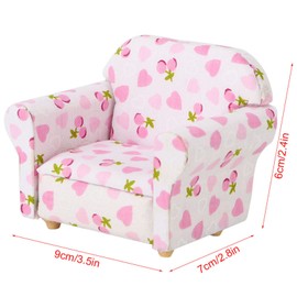 Tnfeeon 1:12 Doll's House Miniature Furniture Sofa Mini Treasure Strawberry Pattern Single Sofa Sofa Single Sofa Dolls House Accessories