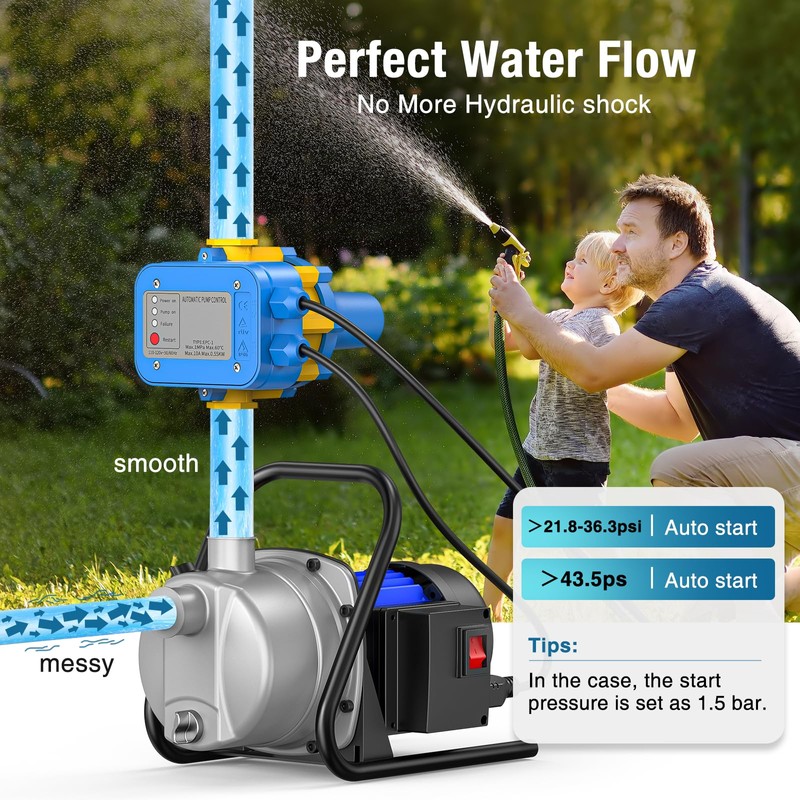 Smart Pressure Switch for Well Pump, Automatic Water Pumps Switch,