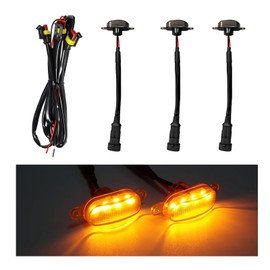 Dickno 3PCS Car Grille Lights, Bright Amber LED Grill Lights with Wiring Harness, Waterproof Front Grill Trim Lamps, Vehicle Exterior Grille Lamps Compatible with F150 F250 F350 (Black+Yellow)