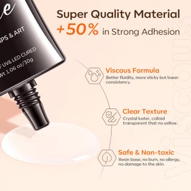 Modelones 4-in-1 Rhinestone Glue - Super Strong for Press On Nails, Gems, Charms & Rhinestones, No Wipe Nail Art Glue, 30g Cured Needed