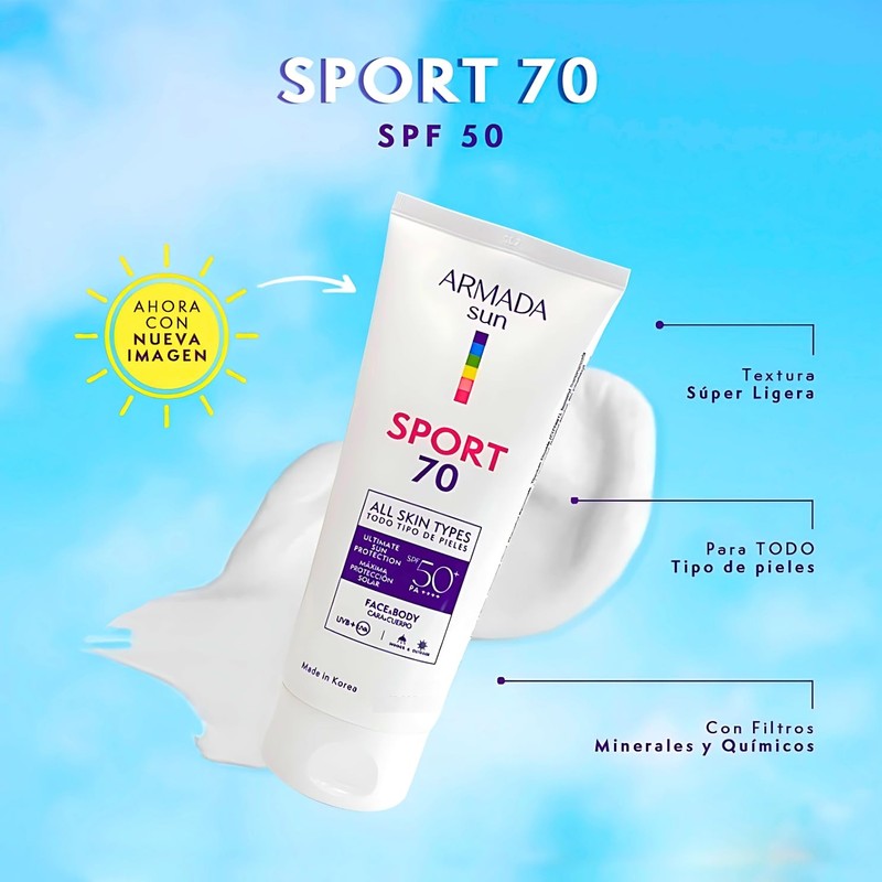 Armada Sport 70 SPF 50+ Protector Solar Extremo Facial y