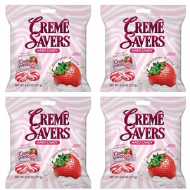 Creme Savers Strawberries and Creme Hard Candy | The Taste of Fresh Strawberries Swirled in Rich Cream | The Original Classic Creme Savers Brought To You By Iconic Candy | 6.25oz Bag (Pack of 4)