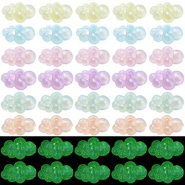 Stiesy 210~220 Pcs Transparent Acrylic Glow in The Dark Beads Luminous Cloud Bead Spacers UV Loose Beads Bulk for DIY Jewelry Craft Making Party Decoration