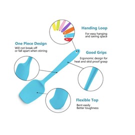 LAVORNICA Silicone Spatula Set, 6-Piece Silicone Pastry Scraper Set - Large & Small T-Spatulas, Scrapers, Oil Brush, Long Scraper - Non-Stick, Heat Resistant, Dishwasher Safe (Blue)