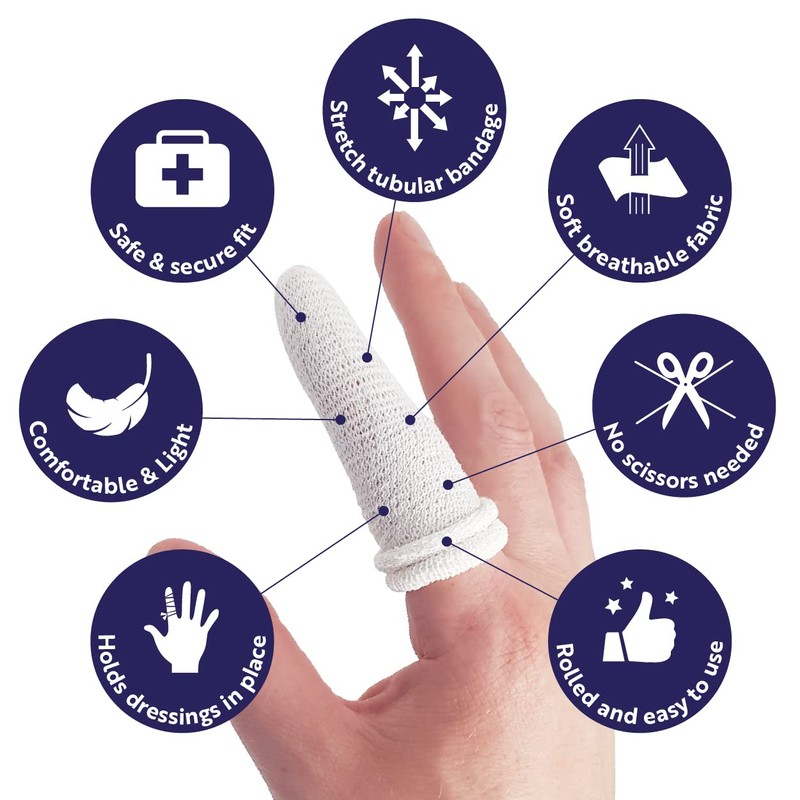 Pack of 25 Snugfast White Finger Cots Buddies Tubular Bandage