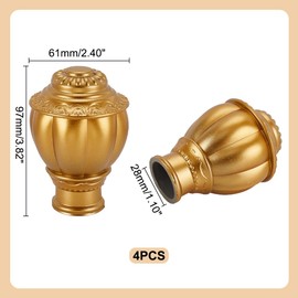 AHANDMAKER 4 Pcs Curtain Rod Caps Finials, Plastic Curtain Rod End Cap, Vintage Window Curtain Rod End Plug, Curtain Rod Covers Decorative Caps for 1.1Inch Outer Dia Curtain Rods, Gold