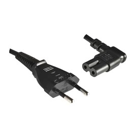 DINIC Power Cable, Power Cable Euro Plug to C7 90 Degree Left, Right Angled (3.00 m, Black)