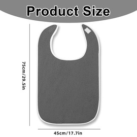 Lätzchen für Erwachsene, Latz für Senioren, Mehrweg Waschbar Verstellbare Wasserdichte Lätzchen, Grau