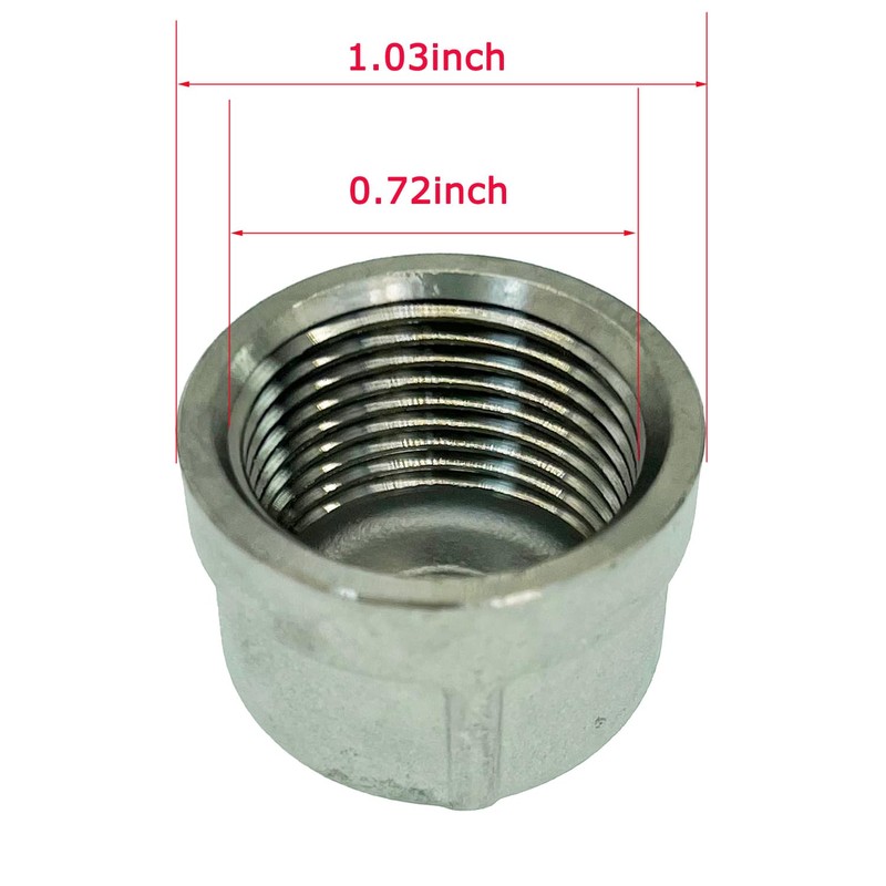 Nfomruyy 304 Stainless Steel Pipe Cap 1/2"NPT Thread, 0.25 Inch