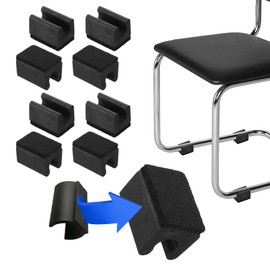 PATIKIL 8 Pcs Rectangular U Shaped Chair Leg Caps with Felt Pads Smooth Sliding Furniture Feet Floor No Scratch Noise Protector Fits 10mm Diameter Legs Blacks