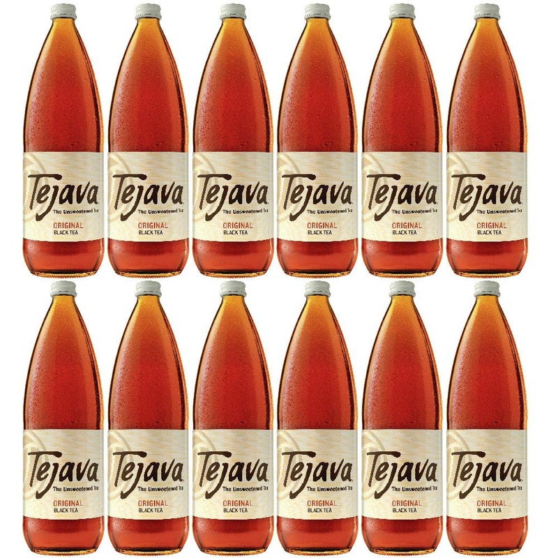 Tejava Original Unsweetened Black Iced Tea, 12 Pack, 1 Liter