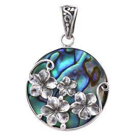 Natural Abalone Pendants for Necklaces - Abalone Shell Pendant in 925 Sterling Silver - Boho Beach Charm Costume Western Jewelry for Women - Anniversary Engagement Trendy Birthday Gifts