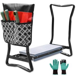 prime&swift Upgraded Gardening Bench Kneeler Seat Stools Chair with Thicker Cushion Pad Foldable Compact Easy Carrying with Garden Tool Set Gardening Gifts for Women Seniors Mom Men Grandma Gardener