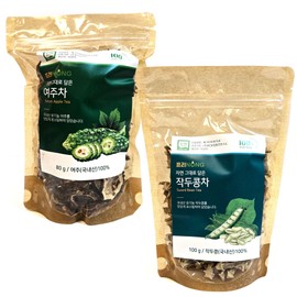 FREENONG 100% Natural Organic Pure Korean Sword Bean & Bitter Melon Tea Set for Detox Antioxidant Health Tea Drink Beverage, No Sugar Caffeine, Sword Bean 100g, Bitter Melon 80g