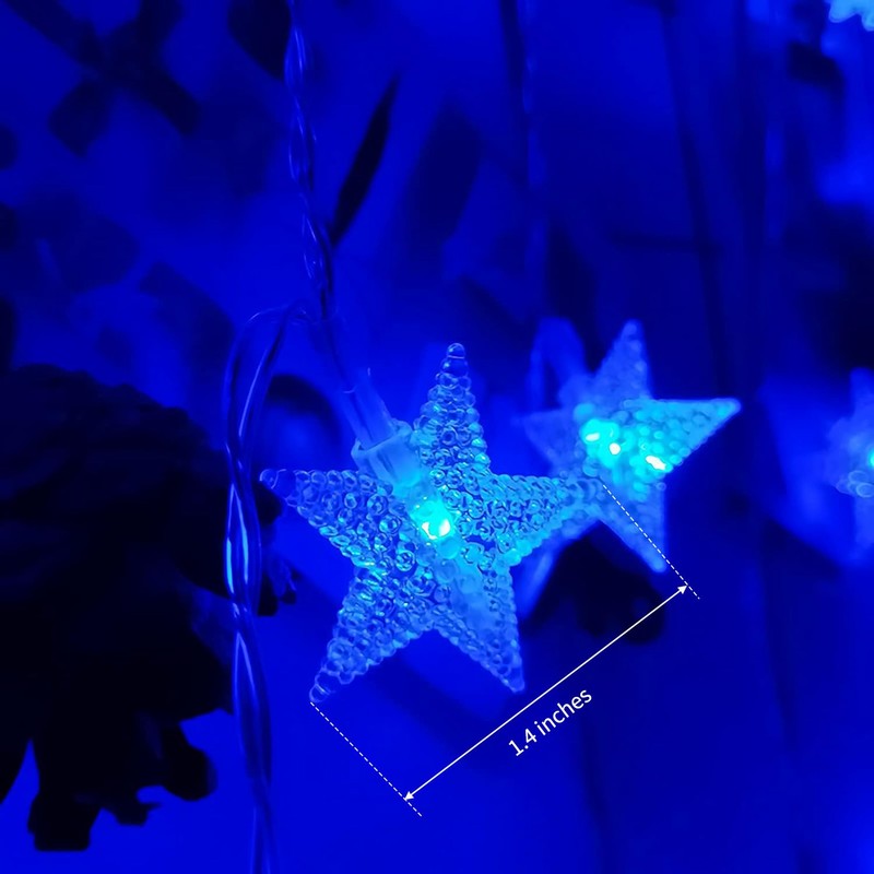 Minetom Blue Star String Lights Plug in - 33 ft
