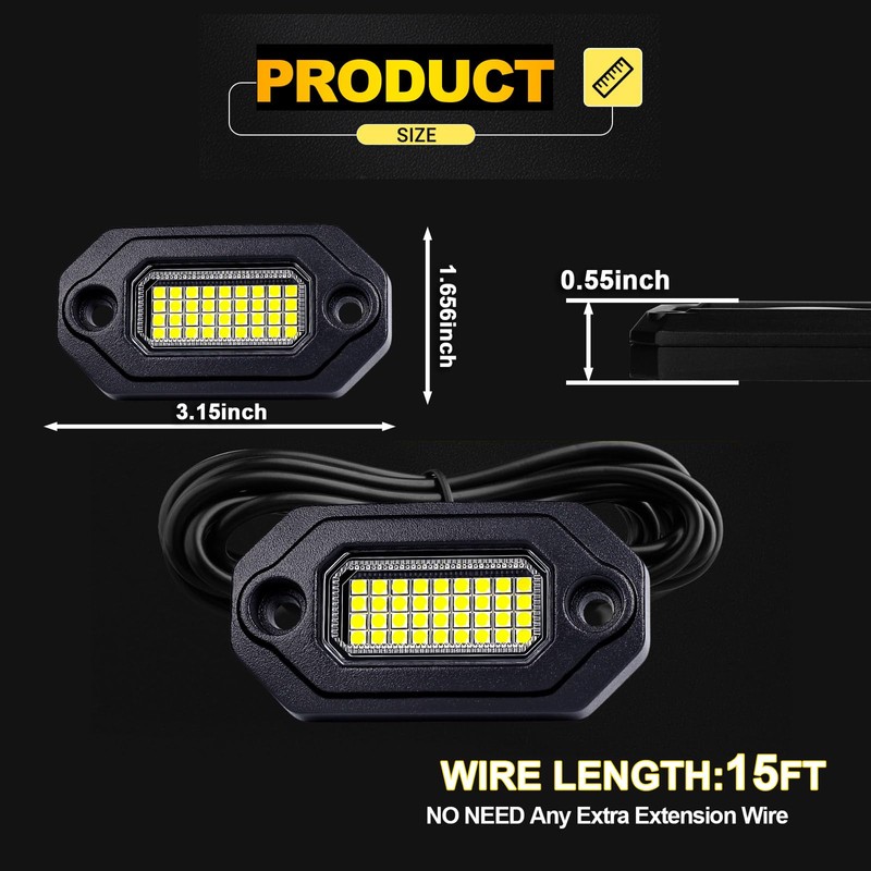 4Pods Metal Bright Pure White LED Rock Lights Kit,Per pod