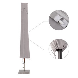 Sekey Parasol Protective Cover with Pole, Cover for Diameter 400 cm / 240 x 330 cm, Garden Umbrella with Ventilation Holes, Cover for Market Umbrella/Balcony Umbrella, Waterproof
