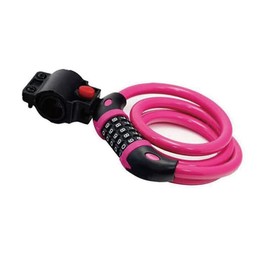 Bicycle Bike Dial Lock Wire Lock Bicycle Lock Length 47.2 inches (1200 mm) Cross Section Diameter 0.5 inches (12 mm) 5 Digits Anti-Theft Keyless Holder Included 7 Colors (Pink)