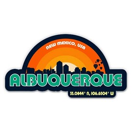 Squiddy Albuquerque New Mexico City Skyline - Vinyl Sticker for Car, Laptop, Notebook (5" Wide)