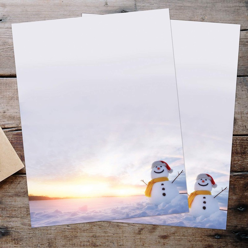 Great Papers! Snowman Sunset Holiday Letterhead, 8.5" x 11", 80