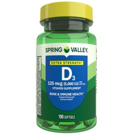 Vitamina D3 5000IU Extra Fuerte, 100 mini cápsulas Spvalley