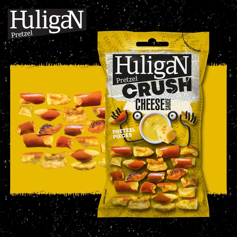 Huligan Pretzel Pieces Cheese 65g Pack of 6