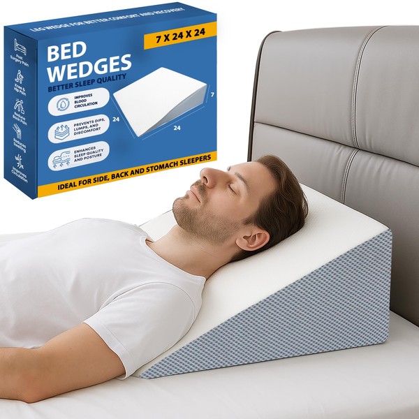 Greaton, Elevated Bed Wedge Pillow for Back Support, Acid Reflux,