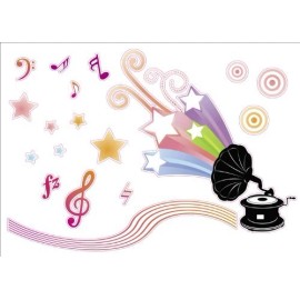 Beauticom Music Artwork Kids Living Bedroom Decor Wall Sticker Decal 15"W X 23"H