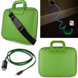 Cady Messenger Bag for Kindle Fire 7, Fire HD 8, Kindle Paper, Fire 7 Kids, Tablets up to 10.5 inches with Micro USB Cable