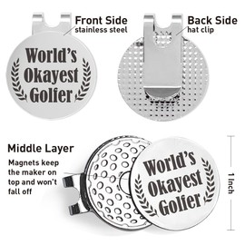 QVUXZ Golf Ball Marker Gifts for Men Women Golfers, Golf Lover Birthday, Golfing Gifts for Boyfriend Him, Valentine's Day Golf Gift for Husband Boyfriend, World's Okayest Golfer