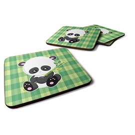 Caroline's Treasures Panda Lucky Bamboo Foam Coaster Set of 4, 3.5, Multicolor