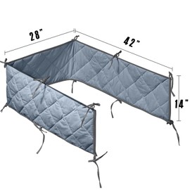 Dog Crate Bumpers for Inside Crate-with Ties，Gray Dog Crate Training Pads, Create a Safe and Comfortable Crate, Dog Tail Protector (Bumper Only, Crate Not Included) 42"X28"X14"