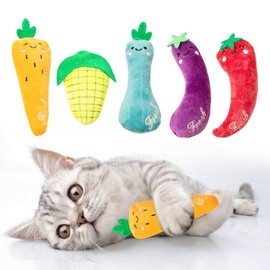 MOAZIFI Catnip, Pack of 5 Vegetable Shape with Catnip Plant, Catnip Plush Toys, Soft Plush Cat Toy, Toy Sets Kitten Cleaning Training Game Nibbling