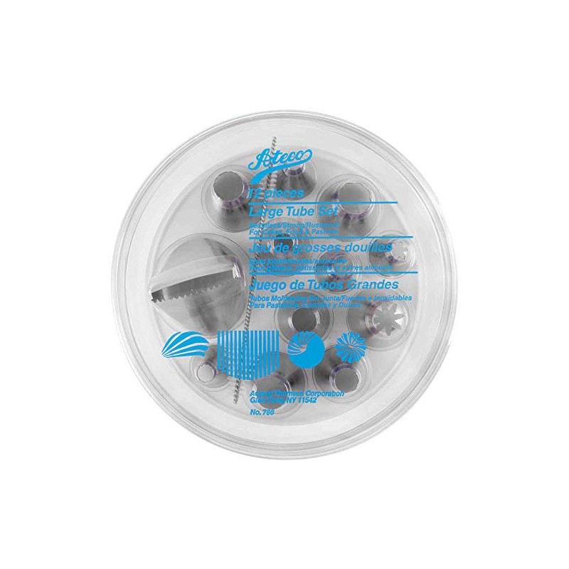 Ateco 12 Pieces Stainless Steel Tips with Cleaning Brush for