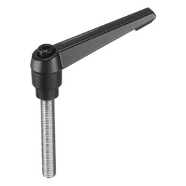 sourcing map Adjustable Clamping Lever Handle M12 x 70mm Metric 304 Stainless Steel Male Threaded Stud Hand Knobs Push Button Ratchet Rotating Screw Handles Bolts with Locking Lever Black