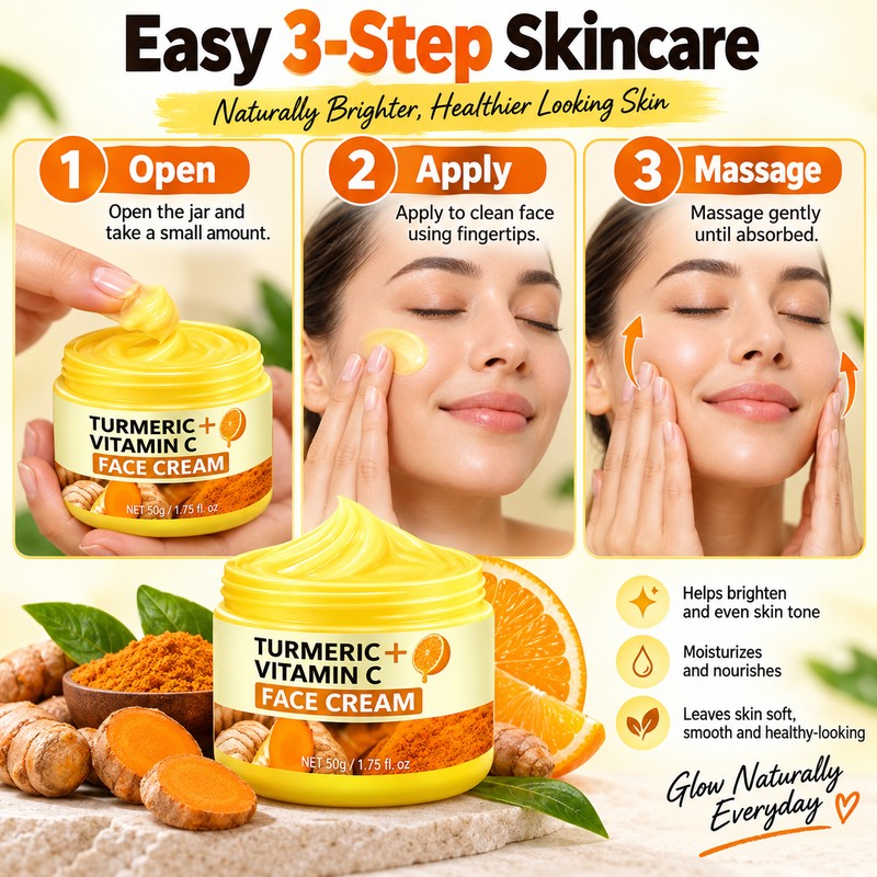 Turmeric VC Face Cream for Daily Moisturizing – Lightweight Brightening