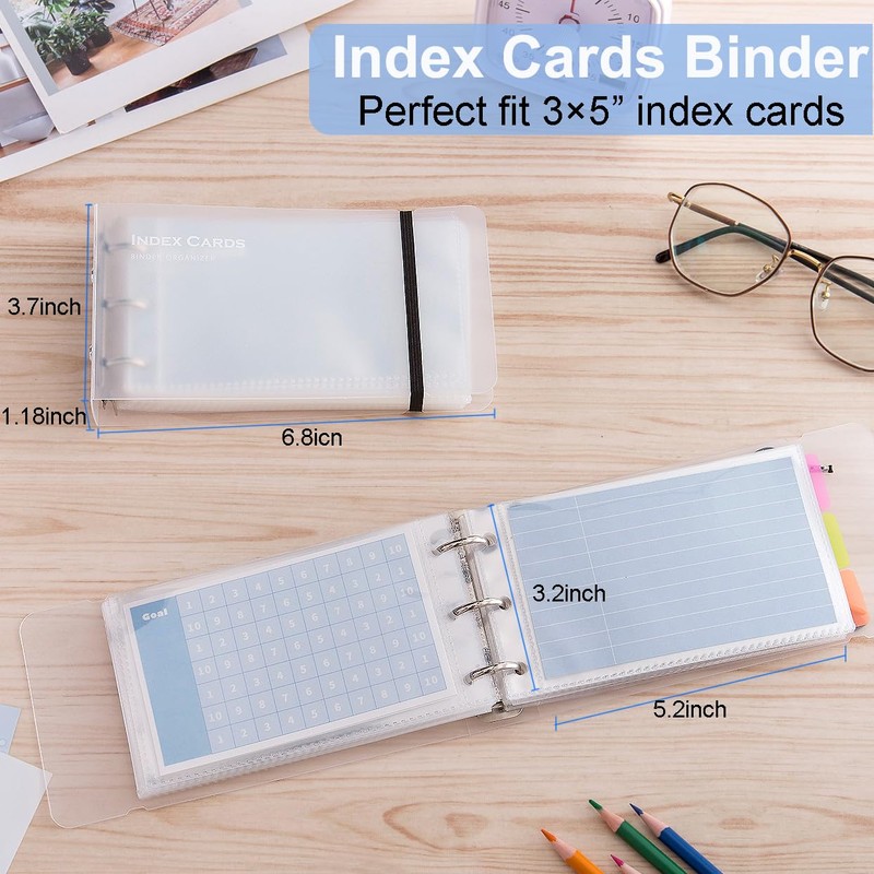 3×5” index card Binder organizer with Plastic pocket Sleeves, small