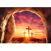 CORFOTO 5x4ft Fabric Sunrise Mountain Three Crosses Jesus Christ Backdrop