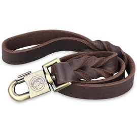 Oxyplay Durable Leather Pet Trainning Leads Rope for Medium Dogs or Large Dogs 1 Inch Wide and 3 ft Long Beautiful Braided Handmade Brown Leather Dog Leash