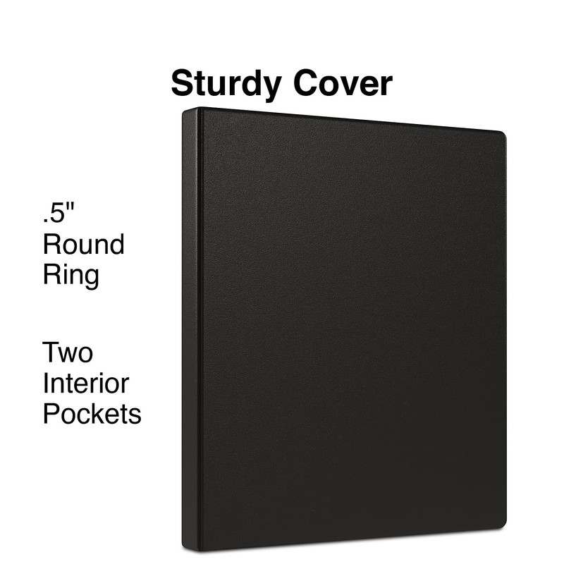 SIMPLY Staples 1337665 Light-Use .5-inch Round 3-Ring Non-View Binder Black